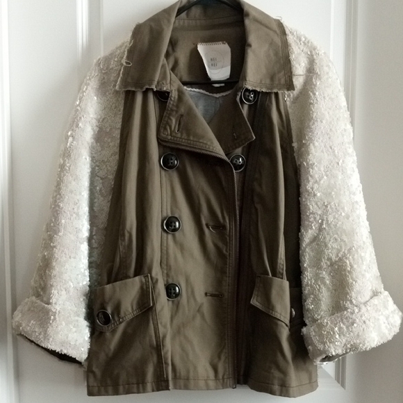 Anthropologie HEI HEI Sequin Sleeve Military Jacket - Picture 2 of 11
